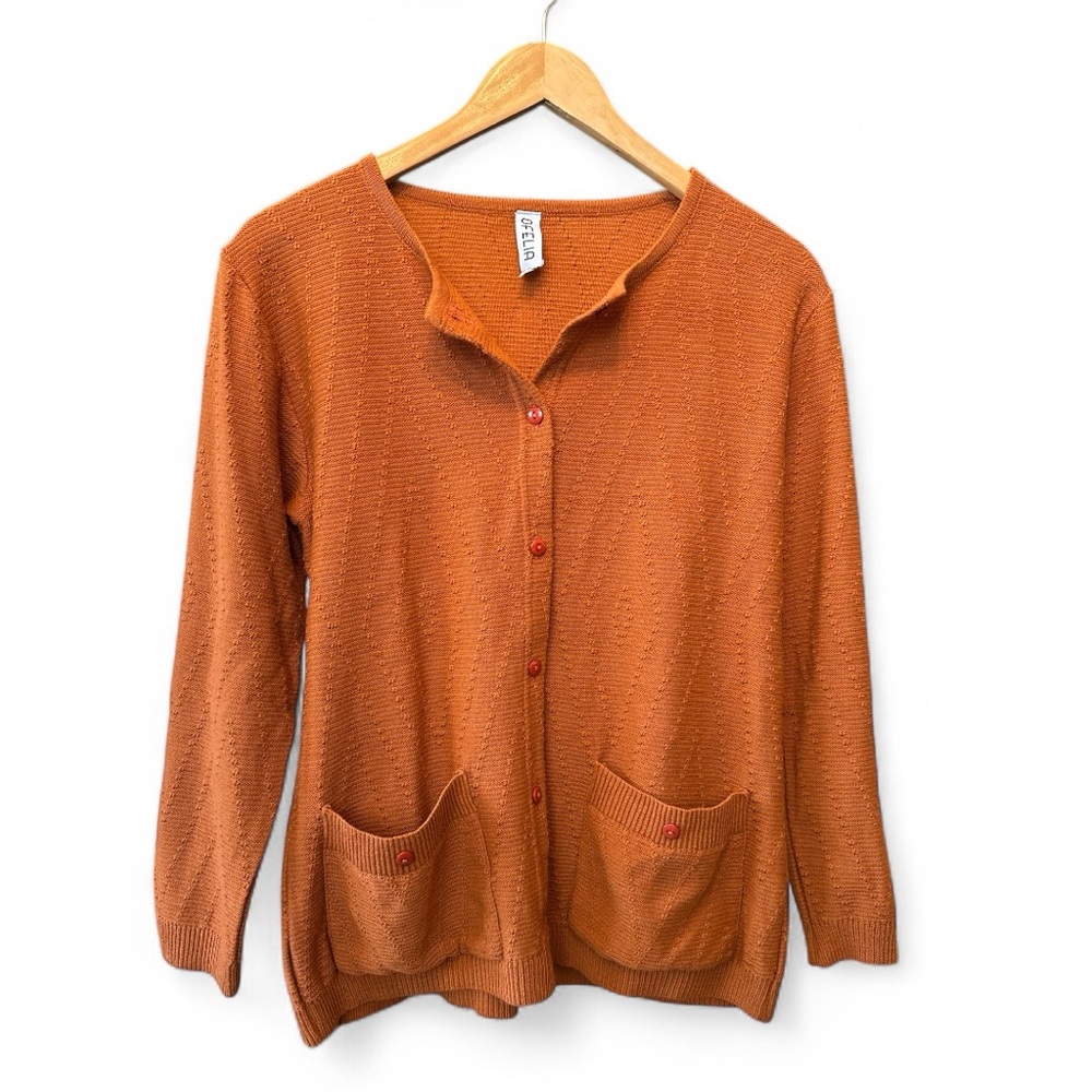 Ofelia Burnt Orange Button Down Cardigan Sweater MX 40 / US XL